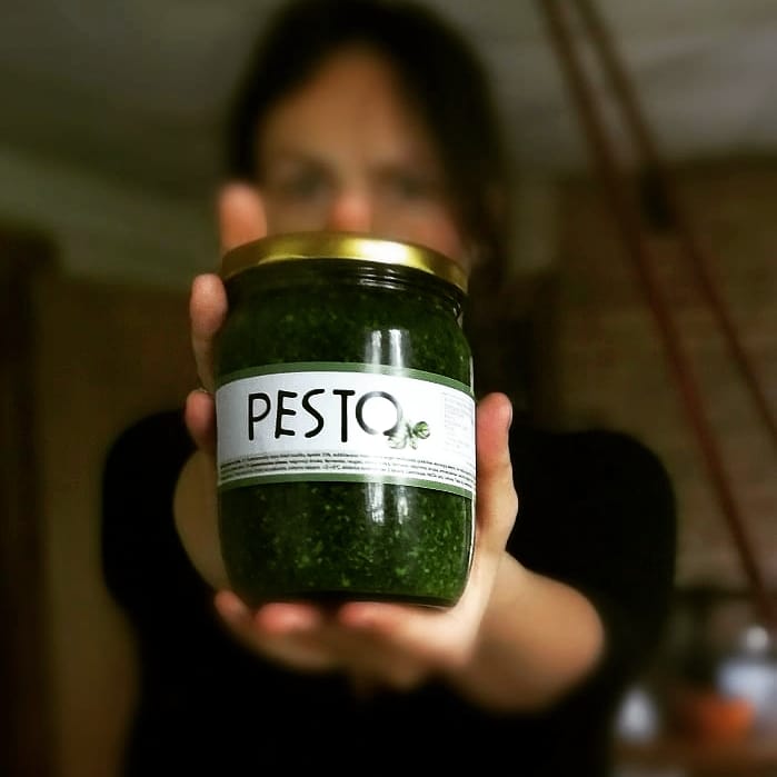 Basil pesto with hard cheese