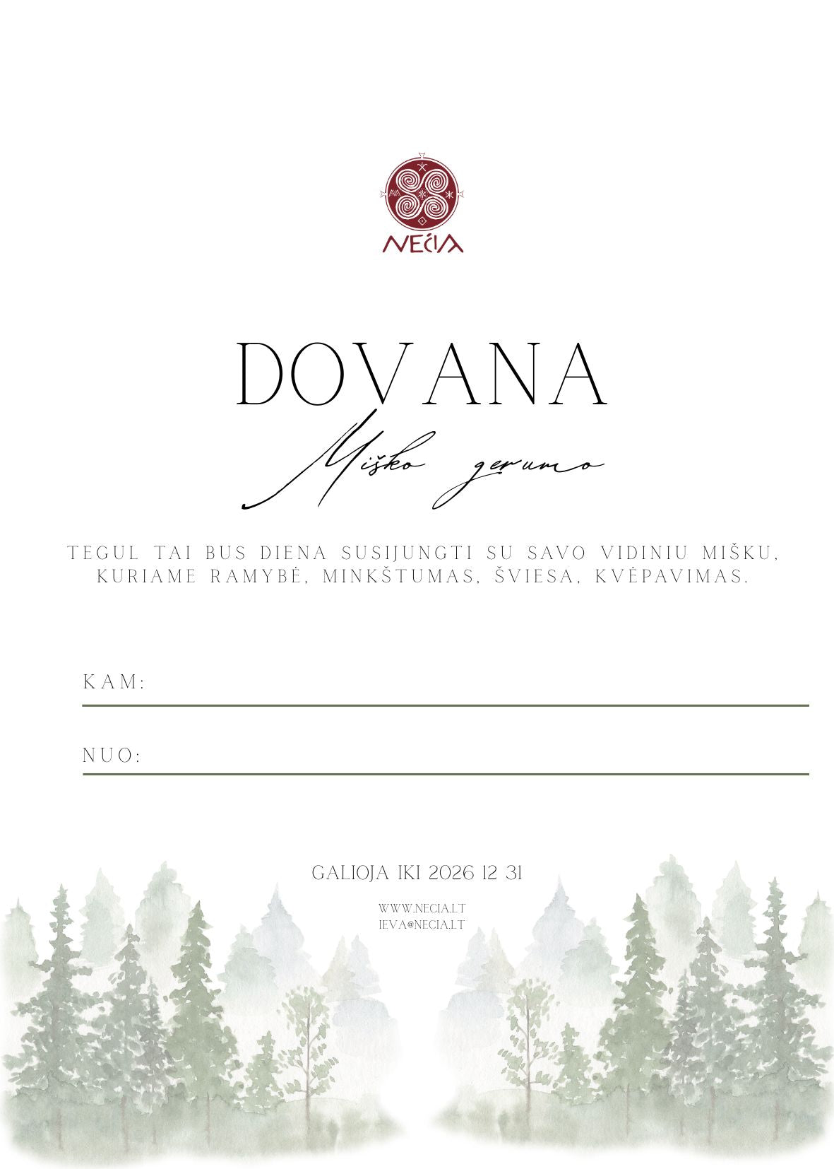 Miško maudynės DOVANŲ KUPONAS