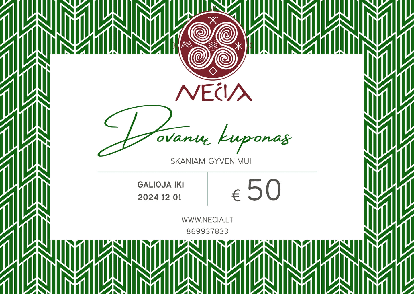 Dovanų kuponas - Skaniam Gyvenimui (25Eur, 50Eur arba 100Eur)